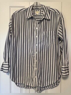 Anthropologie Maeve Bennet Striped Oversized Button Down Shirt Blouse Small S